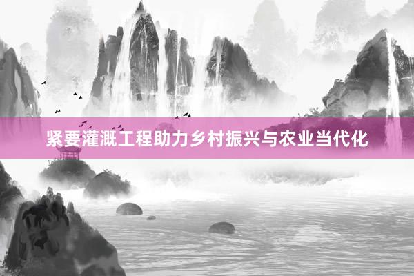 紧要灌溉工程助力乡村振兴与农业当代化