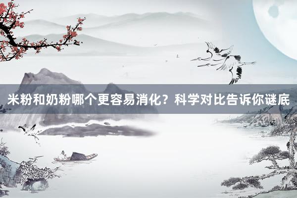 米粉和奶粉哪个更容易消化？科学对比告诉你谜底